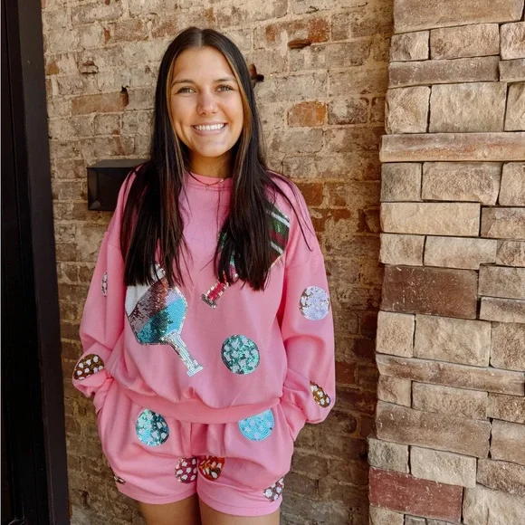 Simply Southern Sparkly Sequin Pickleball Trendy 2 Piece Set - Size. XL - Picture 2 of 4